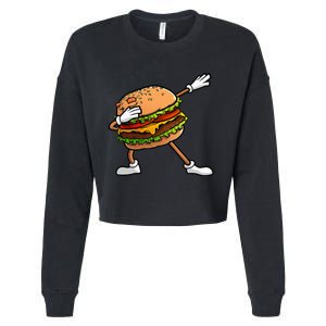 Funny Hamburger Art Cheeseburger Lover Cropped Pullover Crew