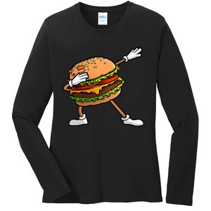 Funny Hamburger Art Cheeseburger Lover Ladies Long Sleeve Shirt