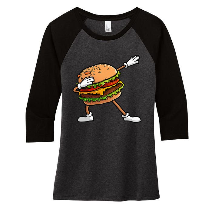 Funny Hamburger Art Cheeseburger Lover Women's Tri-Blend 3/4-Sleeve Raglan Shirt