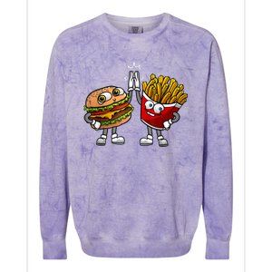 Funny Hamburger And Fries Gift Men Women Cool Fast Food Meal Colorblast Crewneck Sweatshirt