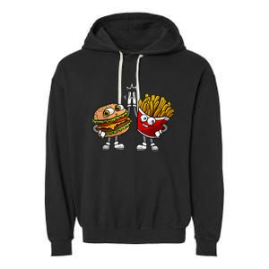 Funny Hamburger And Fries Gift Men Women Cool Fast Food Meal Garment-Dyed Fleece Hoodie