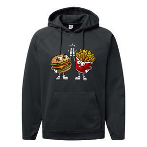 Funny Hamburger And Fries Gift Men Women Cool Fast Food Meal Performance Fleece Hoodie