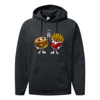 Funny Hamburger And Fries Gift Men Women Cool Fast Food Meal Performance Fleece Hoodie