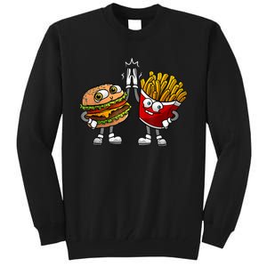 Funny Hamburger And Fries Gift Men Women Cool Fast Food Meal Tall Sweatshirt