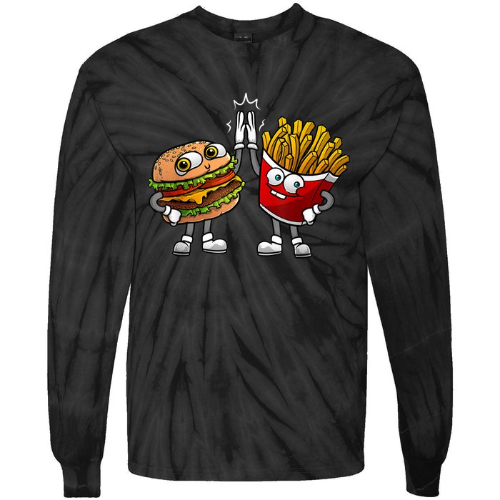 Funny Hamburger And Fries Gift Men Women Cool Fast Food Meal Tie-Dye Long Sleeve Shirt