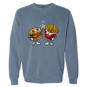 Funny Hamburger And Fries Gift Men Women Cool Fast Food Meal Garment-Dyed Sweatshirt