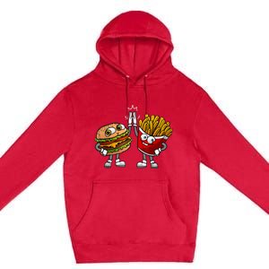 Funny Hamburger And Fries Gift Men Women Cool Fast Food Meal Premium Pullover Hoodie