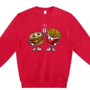 Funny Hamburger And Fries Gift Men Women Cool Fast Food Meal Premium Crewneck Sweatshirt