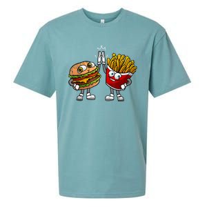 Funny Hamburger And Fries Gift Men Women Cool Fast Food Meal Sueded Cloud Jersey T-Shirt