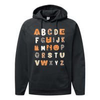 Funny Halloween Alphabet Teaching Gift Abcs Learning Teacher Performance Fleece Hoodie