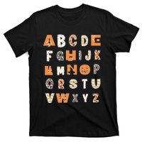 Funny Halloween Alphabet Teaching Gift Abcs Learning Teacher T-Shirt