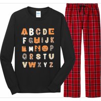 Funny Halloween Alphabet Teaching Gift Abcs Learning Teacher Long Sleeve Pajama Set