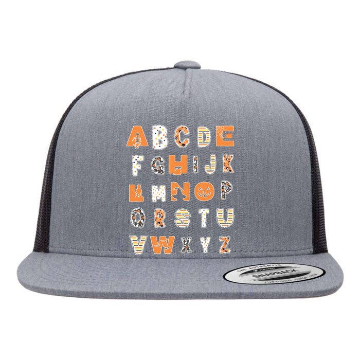 Funny Halloween Alphabet Teaching Gift Abcs Learning Teacher Flat Bill Trucker Hat