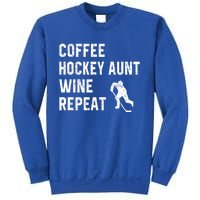 Funny Hockey Aunt Sayings Coffee Hockey Aunt Wine Repeat Gift Sweatshirt