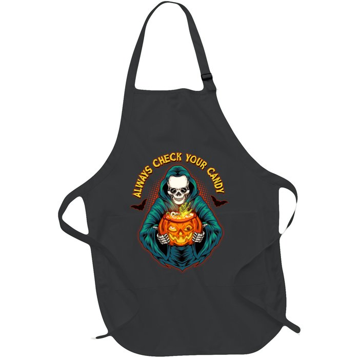 Funny Halloween Always Check Your Candy Skeleton Apron