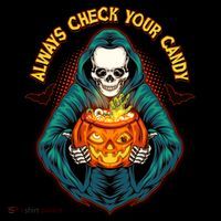Funny Halloween Always Check Your Candy Skeleton Sustainable Bucket Hat