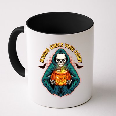 Funny Halloween Always Check Your Candy Skeleton Mug