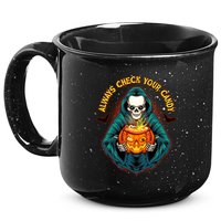 Funny Halloween Always Check Your Candy Skeleton 15oz Campfire Ceramic Mug