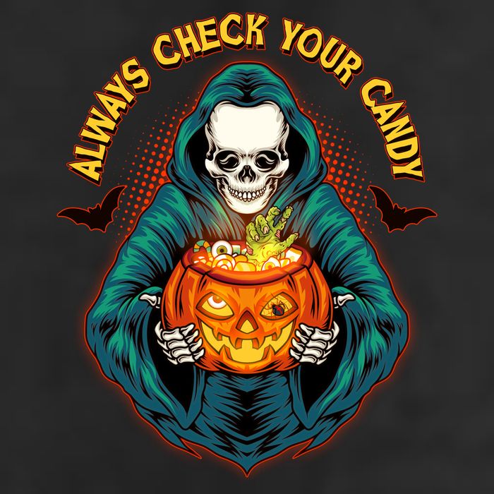 Funny Halloween Always Check Your Candy Skeleton Trucker Hat