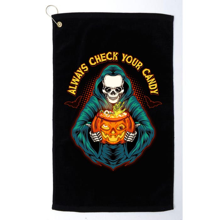 Funny Halloween Always Check Your Candy Skeleton Golf Towel