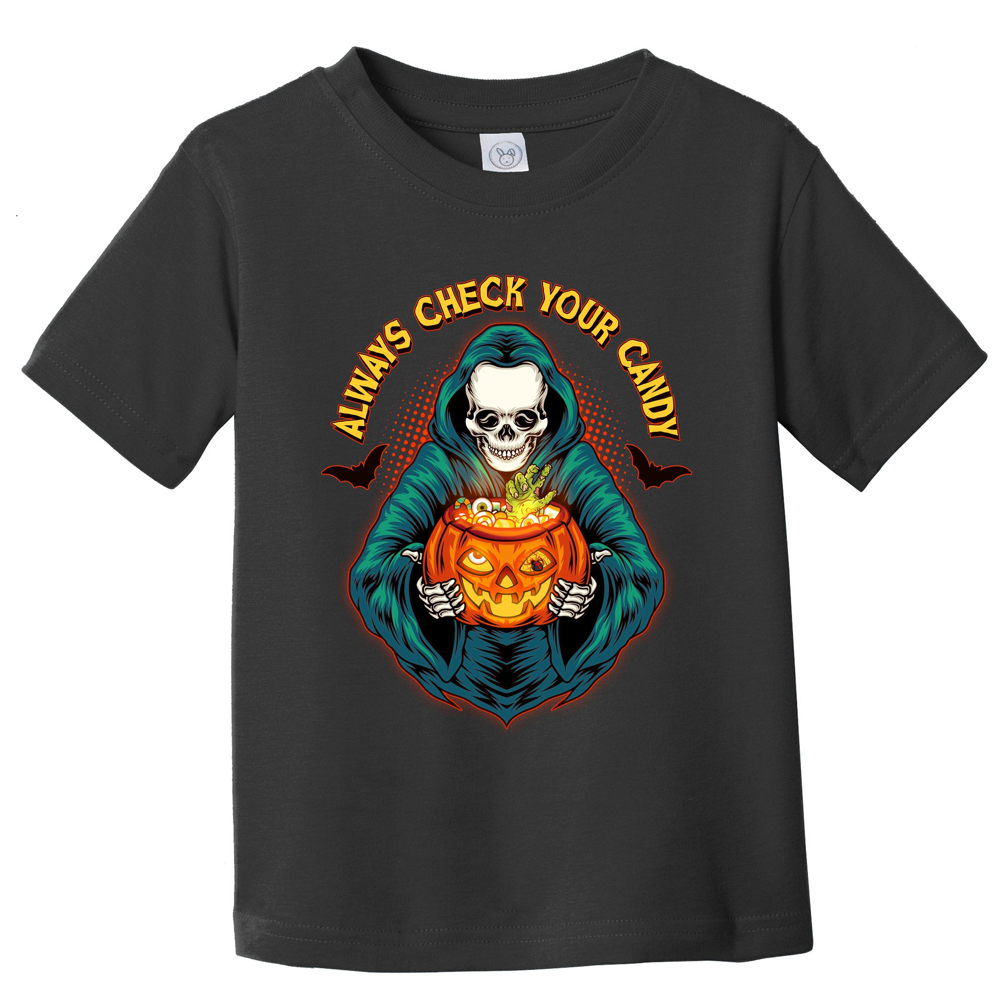 Funny Halloween Always Check Your Candy Skeleton Toddler T-Shirt