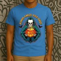 Funny Halloween Always Check Your Candy Skeleton T-Shirt
