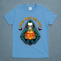 Funny Halloween Always Check Your Candy Skeleton T-Shirt