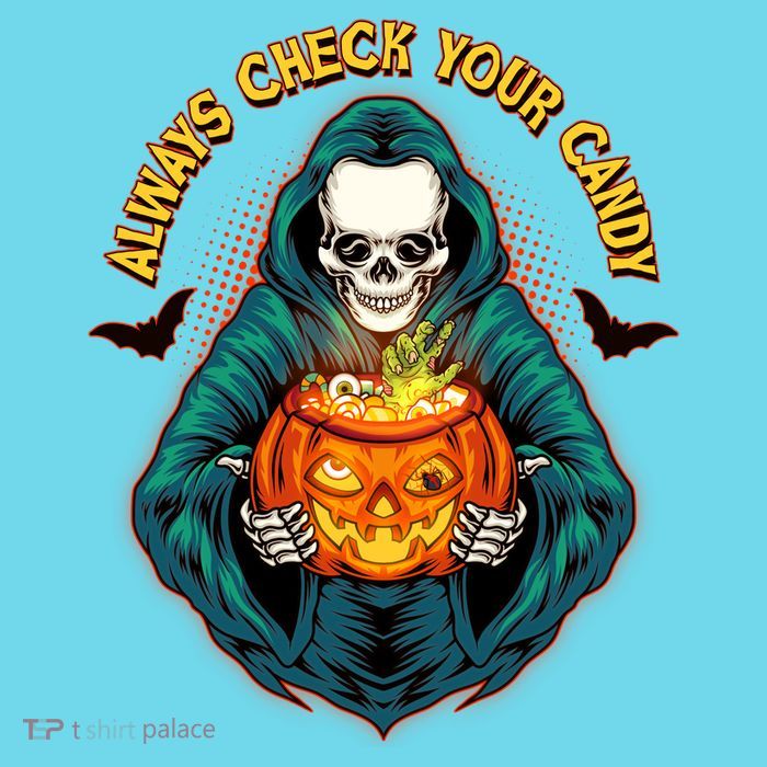 Funny Halloween Always Check Your Candy Skeleton Button