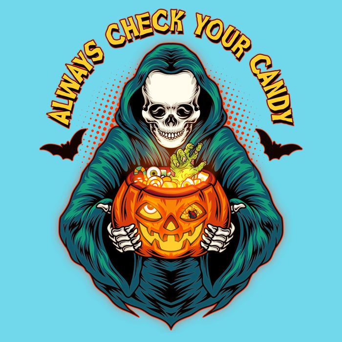 Funny Halloween Always Check Your Candy Skeleton Premium T-Shirt