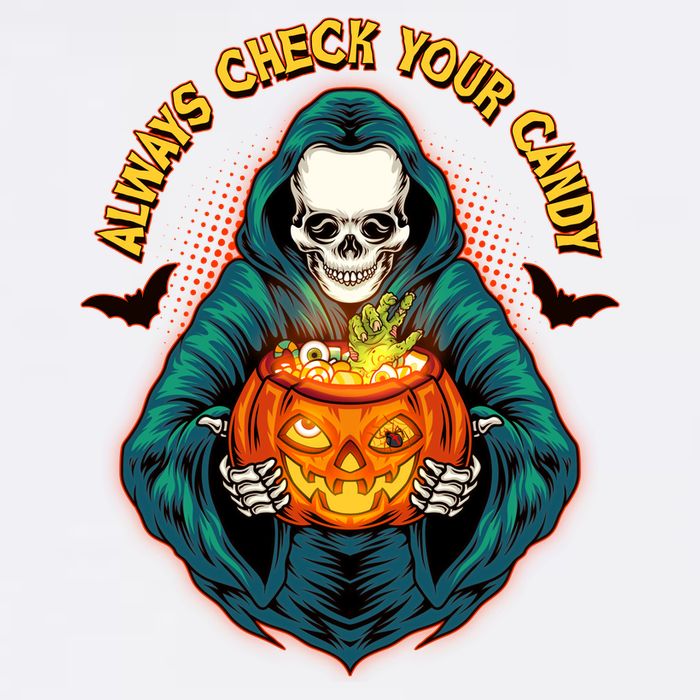 Funny Halloween Always Check Your Candy Skeleton Garment-Dyed Sweatshirt