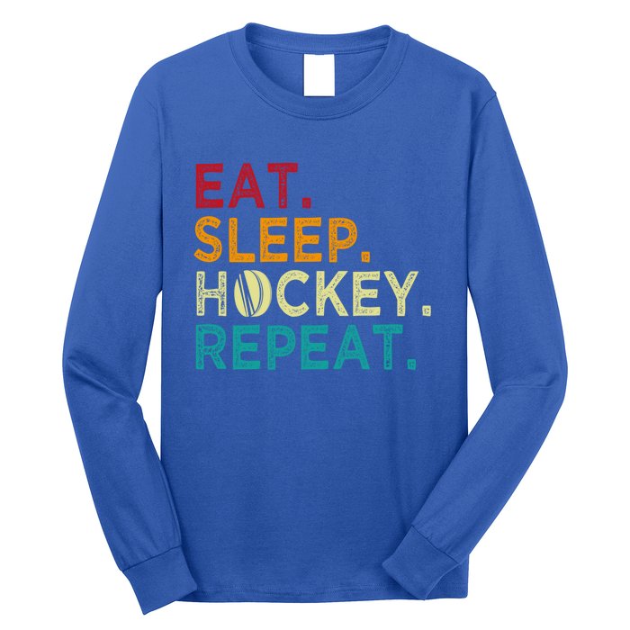 Funny Hockey Art Adult Vintage Ice Hockey Great Gift Long Sleeve Shirt