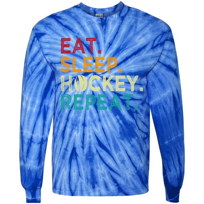 Funny Hockey Art Adult Vintage Ice Hockey Great Gift Tie-Dye Long Sleeve Shirt