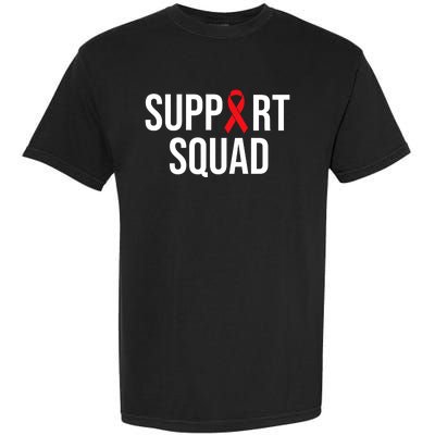 Family Hiv Awareness Red Ribbon Aids Support Squad Garment-Dyed Heavyweight T-Shirt