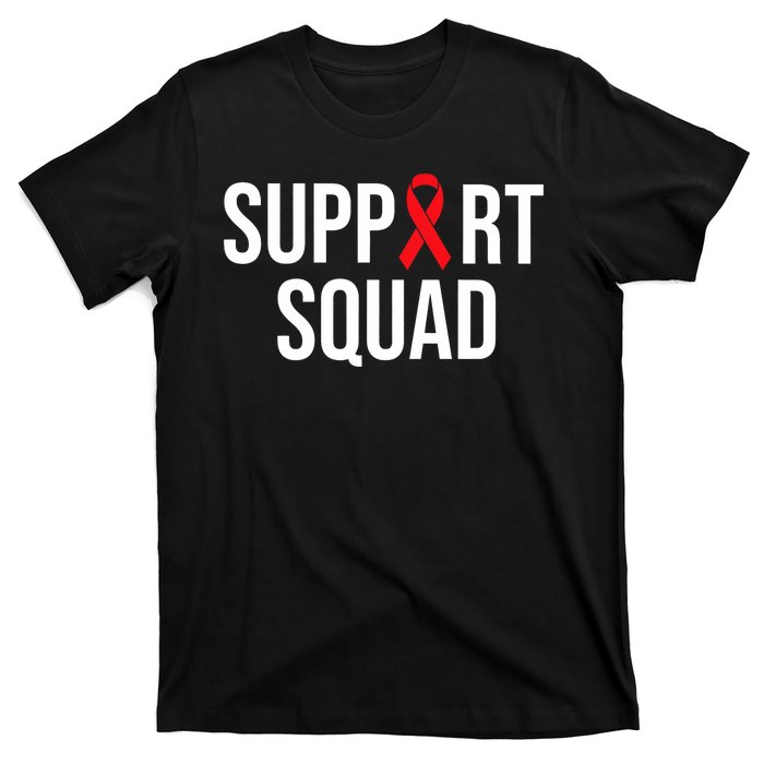 Family Hiv Awareness Red Ribbon Aids Support Squad T-Shirt