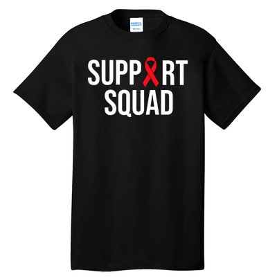 Family Hiv Awareness Red Ribbon Aids Support Squad Tall T-Shirt