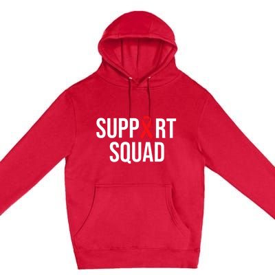 Family Hiv Awareness Red Ribbon Aids Support Squad Premium Pullover Hoodie