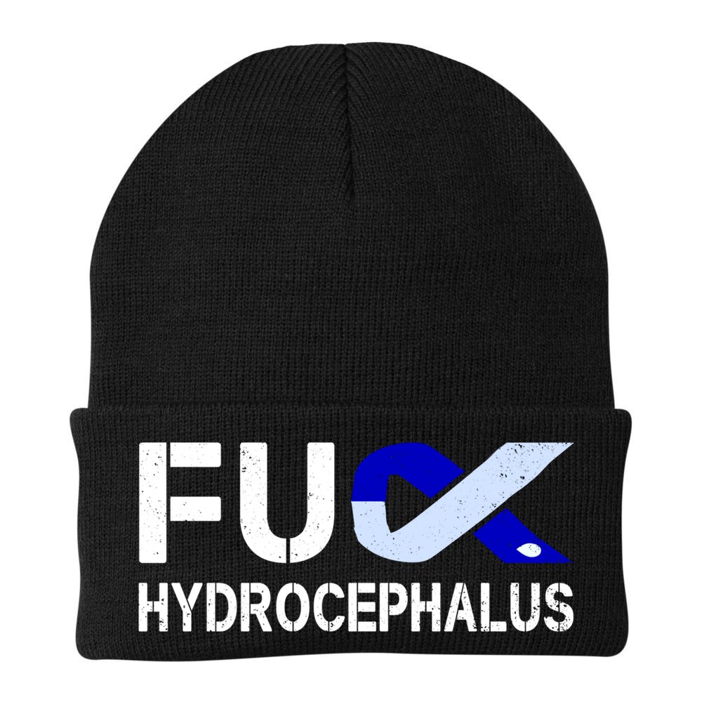 Fuck Hydrocephalus Awareness Month Ribbon Warrior Fighter Cool Gift Beanie