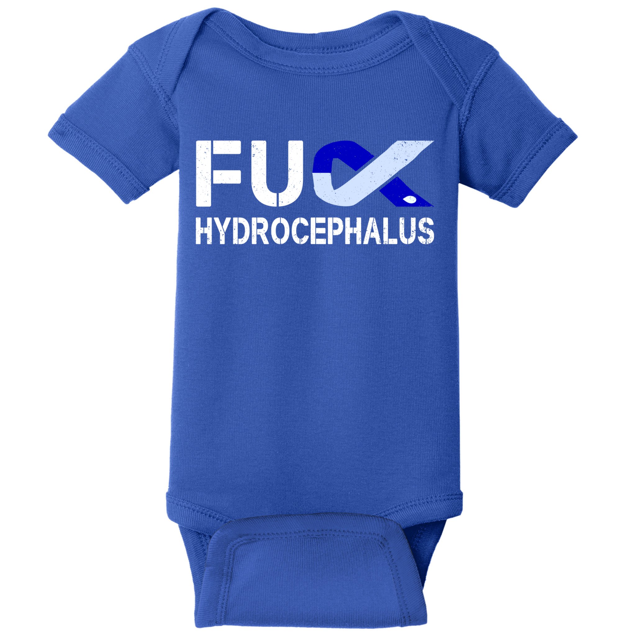 Fuck Hydrocephalus Awareness Month Ribbon Warrior Fighter Cool Gift Baby Bodysuit