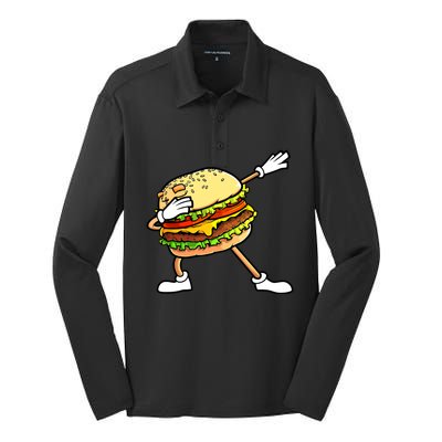 Funny Hamburger Art Women Cheeseburger Lover Silk Touch Performance Long Sleeve Polo