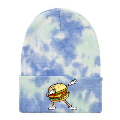 Funny Hamburger Art Women Cheeseburger Lover Tie Dye 12in Knit Beanie