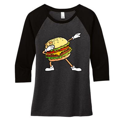 Funny Hamburger Art Women Cheeseburger Lover Women's Tri-Blend 3/4-Sleeve Raglan Shirt