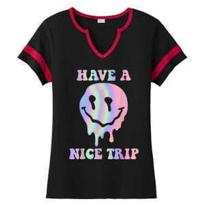 Funny Have A Nice Trip LSD MDMA Psychedelic Drug Ladies Halftime Notch Neck Tee