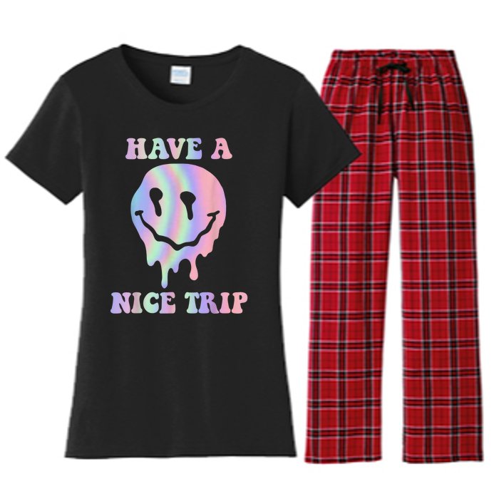 Funny Have A Nice Trip LSD MDMA Psychedelic Drug Women's Flannel Pajama Set