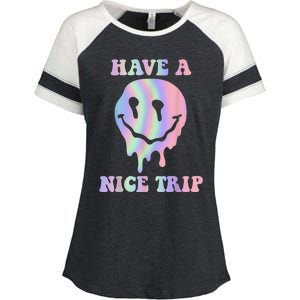 Funny Have A Nice Trip LSD MDMA Psychedelic Drug Enza Ladies Jersey Colorblock Tee