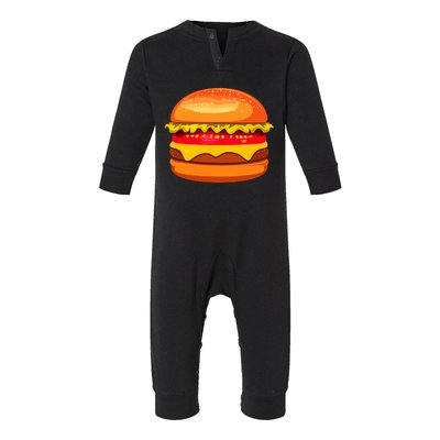 Funny Hamburger Art Cheeseburger Lover For Infant Fleece One Piece