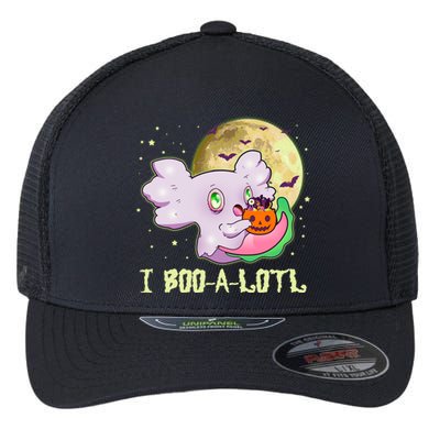 Funny Halloween Axolotl Ghost I Boo A Lotl Flexfit Unipanel Trucker Cap