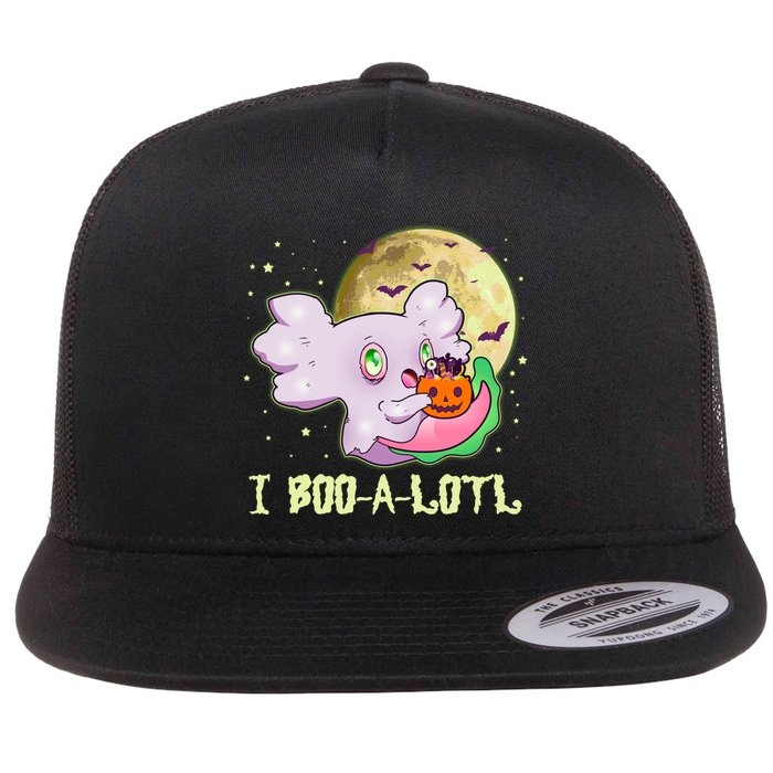 Funny Halloween Axolotl Ghost I Boo A Lotl Flat Bill Trucker Hat