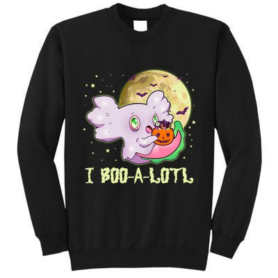 Funny Halloween Axolotl Ghost I Boo A Lotl Tall Sweatshirt