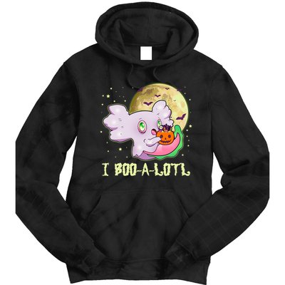 Funny Halloween Axolotl Ghost I Boo A Lotl Tie Dye Hoodie