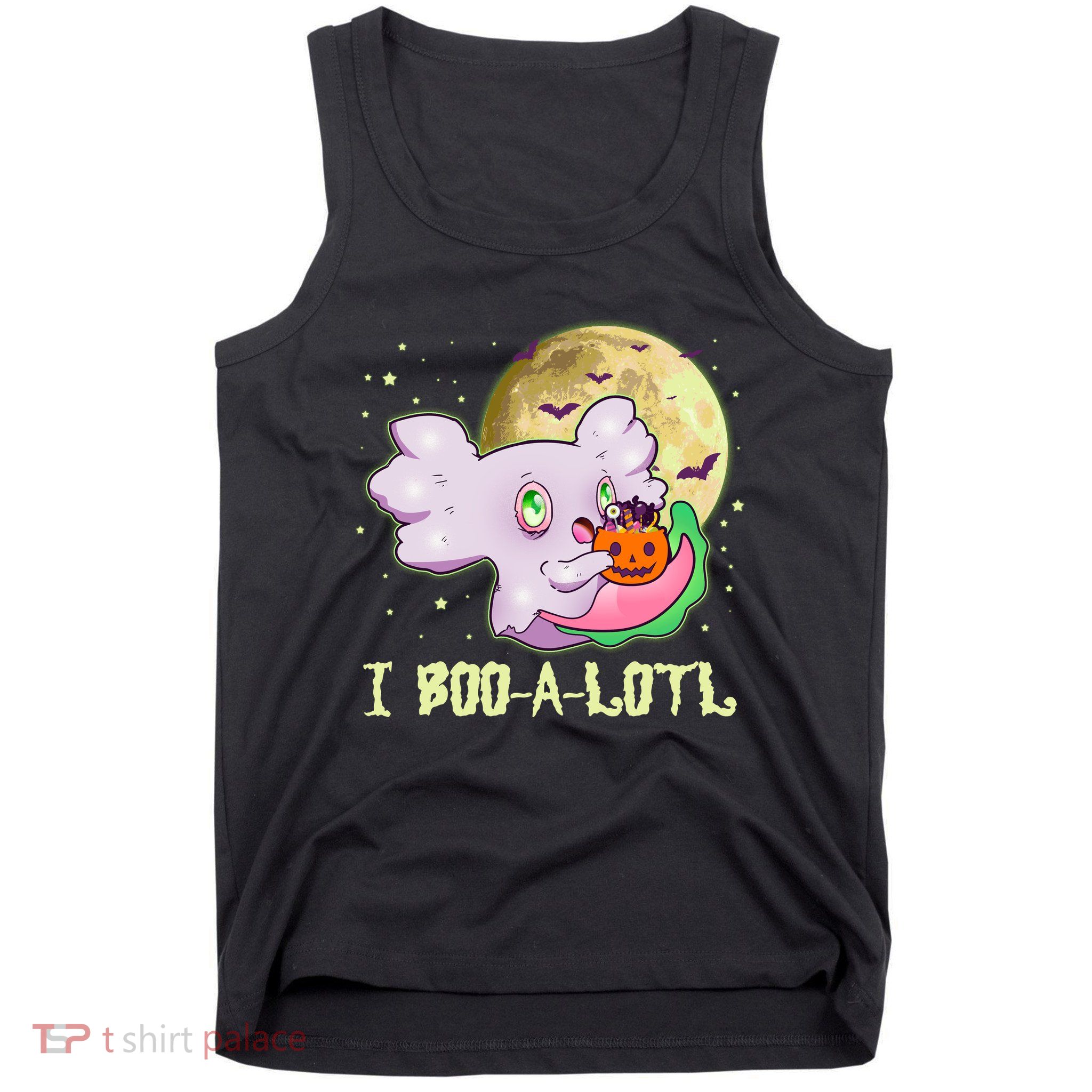 Funny Halloween Axolotl Ghost I Boo A Lotl Tank Top